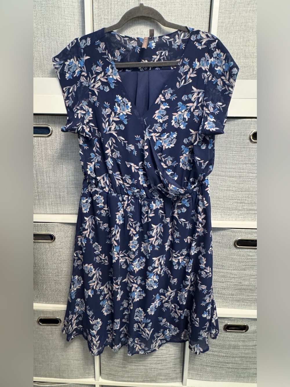 Floral Navy Wrap-Front Dress